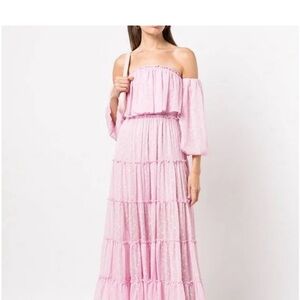 MISA Los Angeles Off-Shoulder Pink Maxi Dress